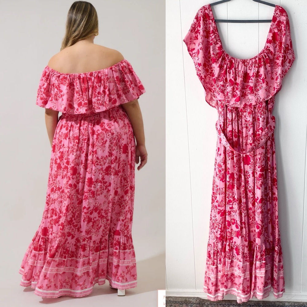 Sugarlips Aiza Floral Otis Off The Shoulder Maxi Dress Curve Size 2X New! - Picture 2 of 15